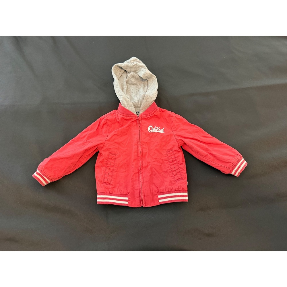 OshKosh B'gosh Red Hooded Bomber Jacket Varsity Style 12M 1B059910